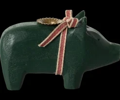 Best Maileg Candle holder, Small pig - Dark green