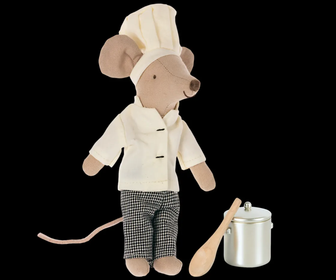 Store Maileg Chef mouse w. soup pot and spoon