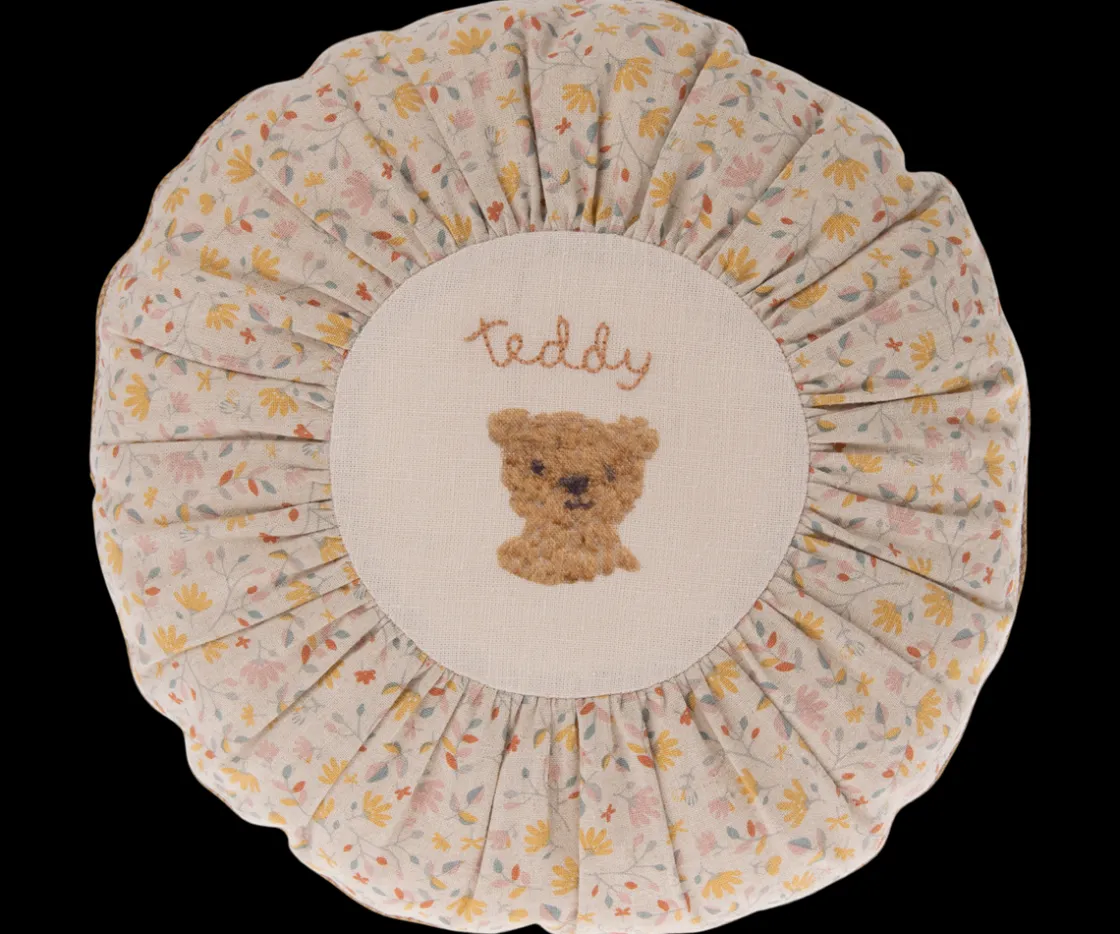 Online Maileg Cushion, Round, Small - Teddy, flower