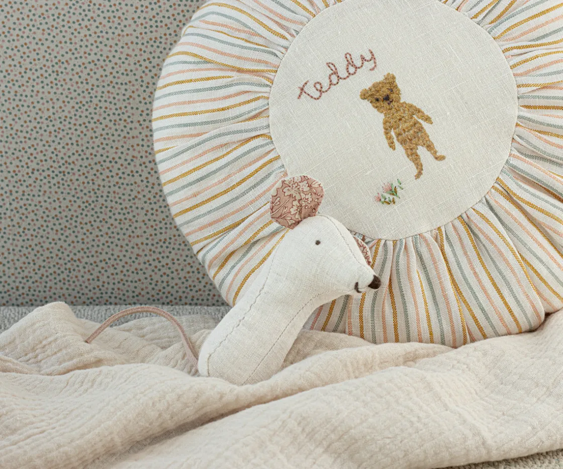 Fashion Maileg Cushion, Round, Small - Teddy, striped