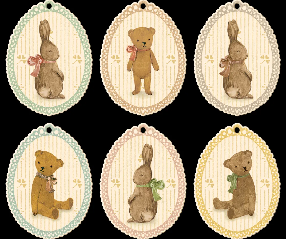 Store Maileg Gift tags, Bunnies and Teddies, 12 pcs.