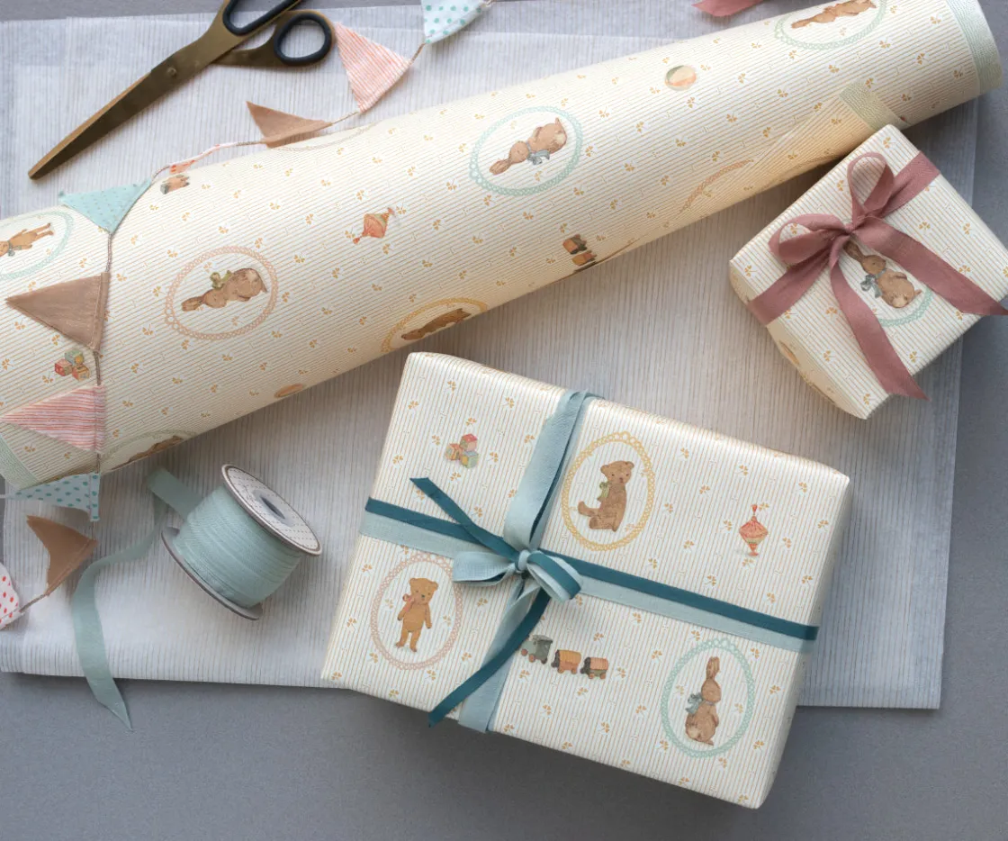 New Maileg Gift wrap, Bunnies and Teddies - 10 m