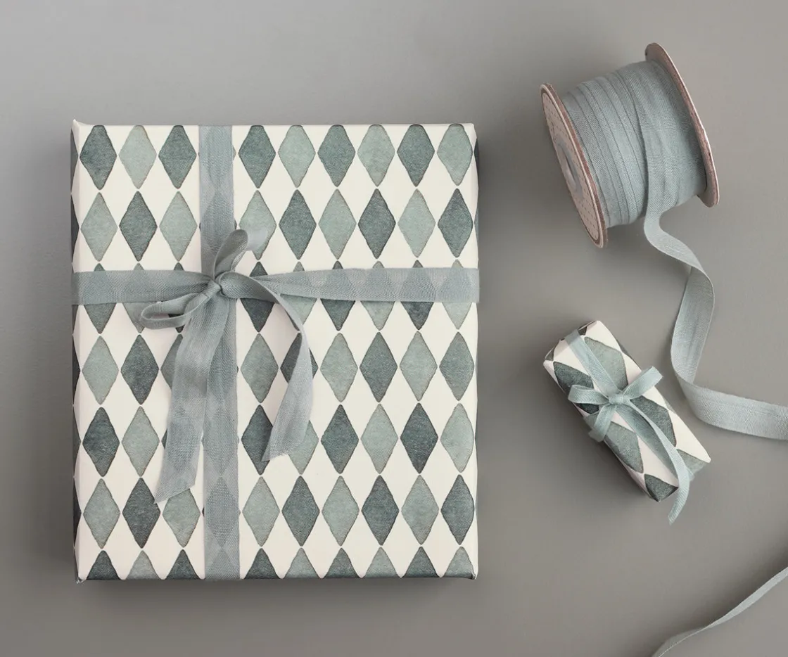 Shop Maileg Giftwrap, Harlequin blue - 10 m