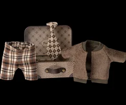 Store Maileg Jacket, pants and tie in suitcase, Grandpa mouse