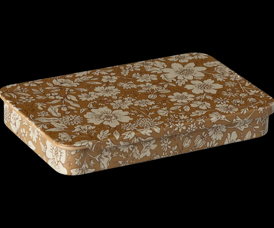 Clearance Maileg Metal box w. sliding lid, Blossom - Ocher