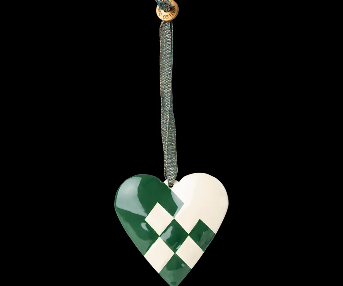 Best Sale Maileg Metal ornament, Braided heart - Dark green