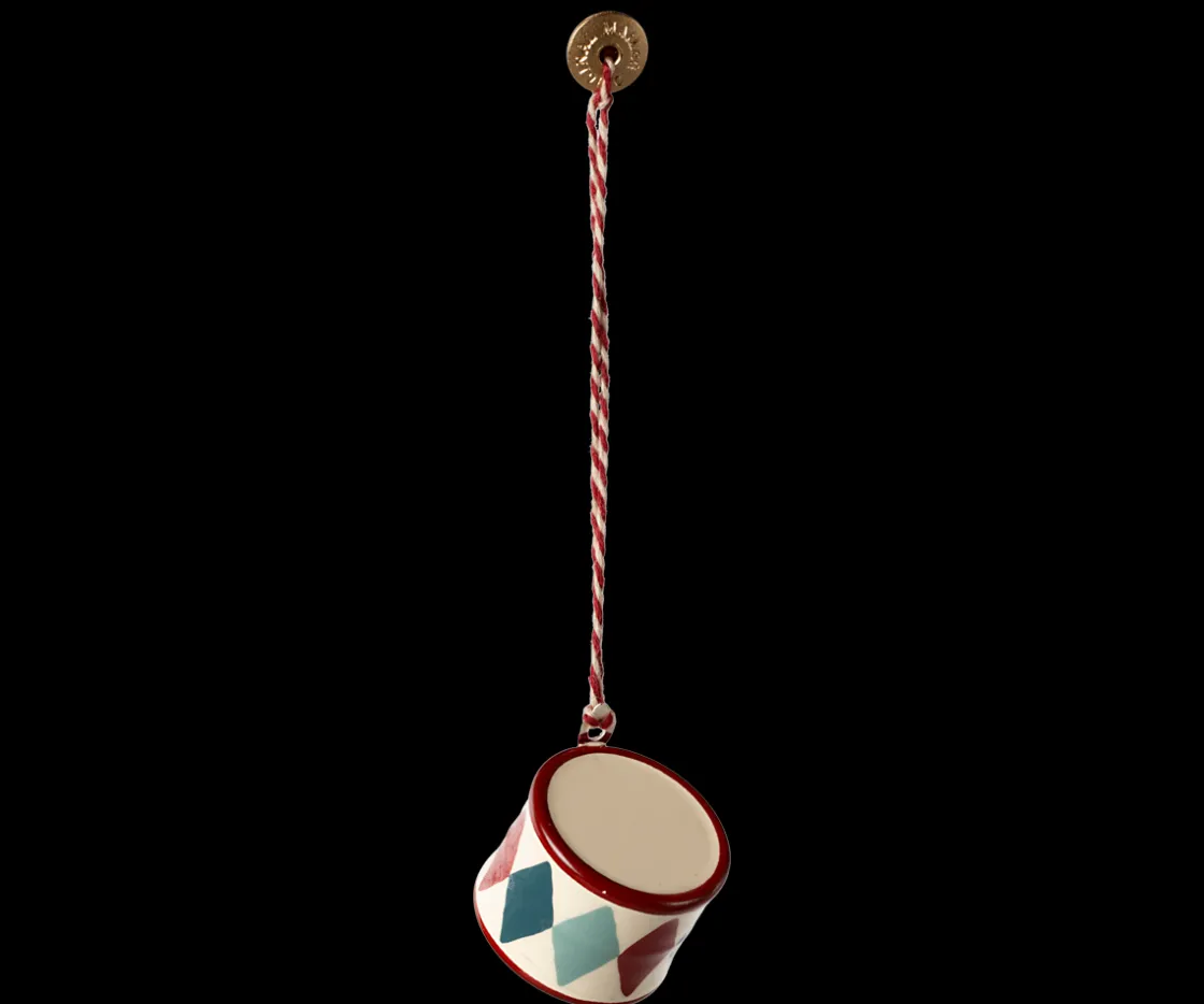 Online Maileg Metal ornament, Small drum - Classic red
