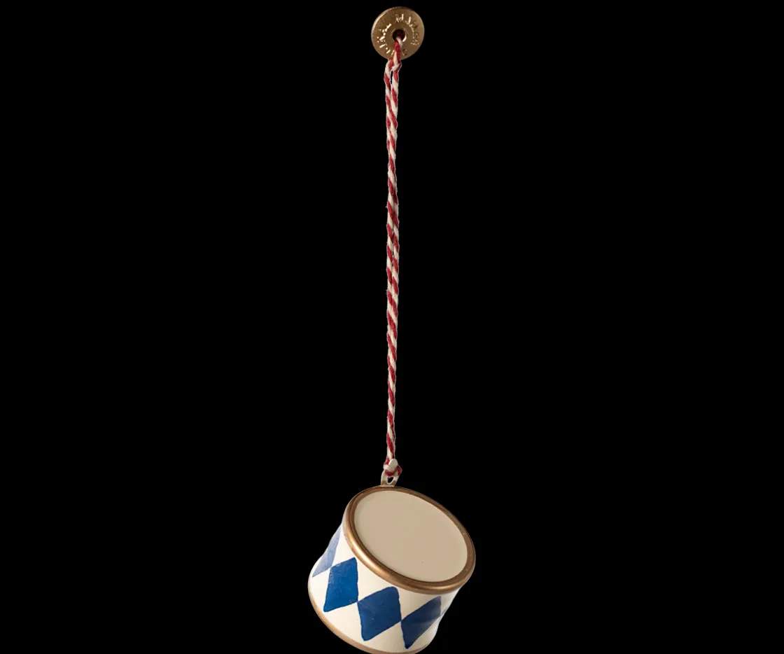 New Maileg Metal ornament, Small drum - Dark blue