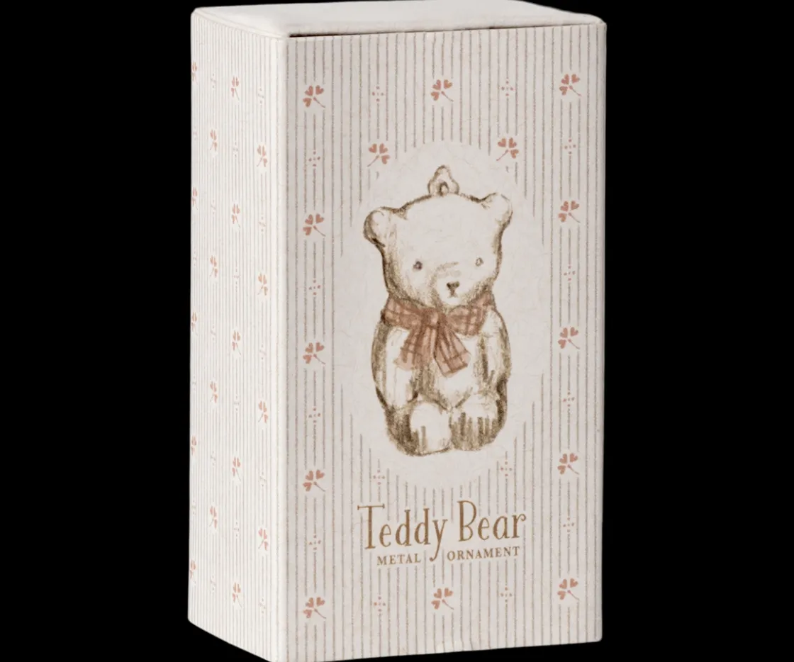 New Maileg Metal ornament, Teddy bear - Off white/Rose