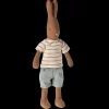 Online Maileg Rabbit size 1, Chocolate brown - Striped blouse and shorts