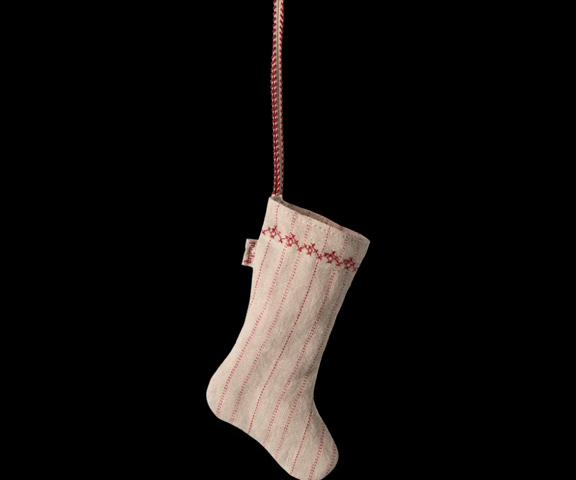 Online Maileg Stocking ornament, Stripe - Sand
