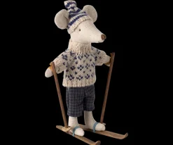 Outlet Maileg Winter mouse with ski set, Dad - Blue