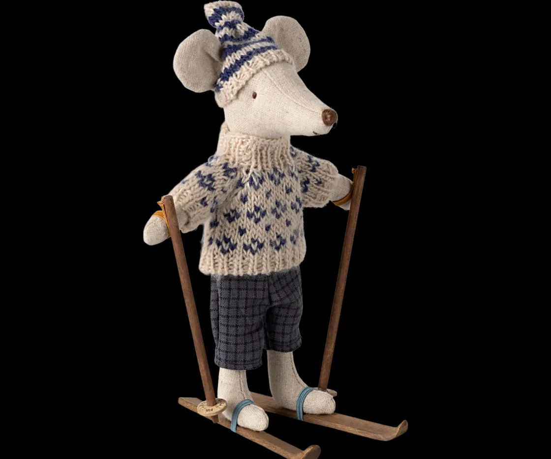 Outlet Maileg Winter mouse with ski set, Dad - Blue