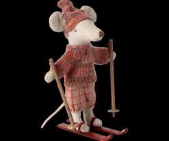 Clearance Maileg Winter mouse with ski set, Big sister - Rose