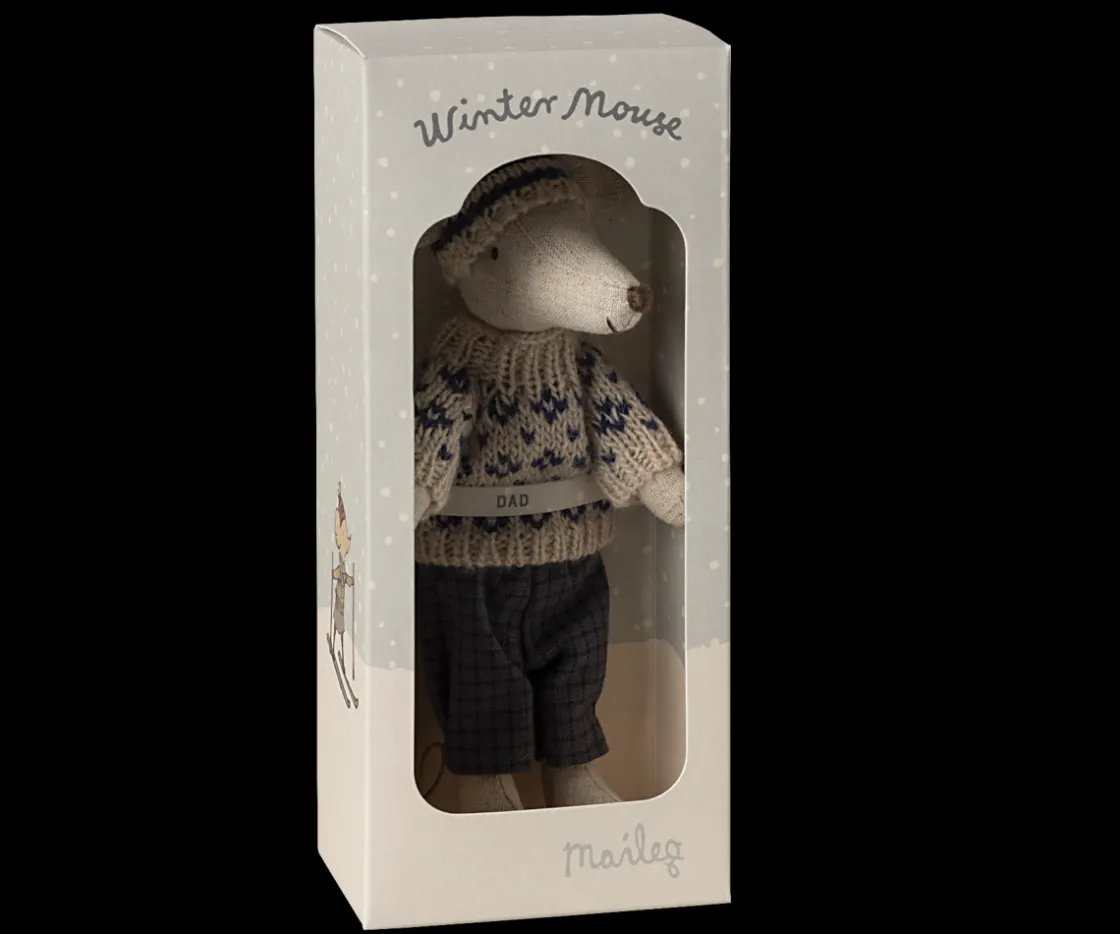 Outlet Maileg Winter mouse with ski set, Dad - Blue