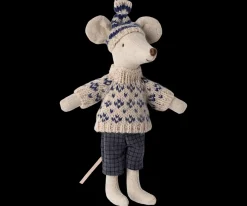 Outlet Maileg Winter mouse with ski set, Dad - Blue