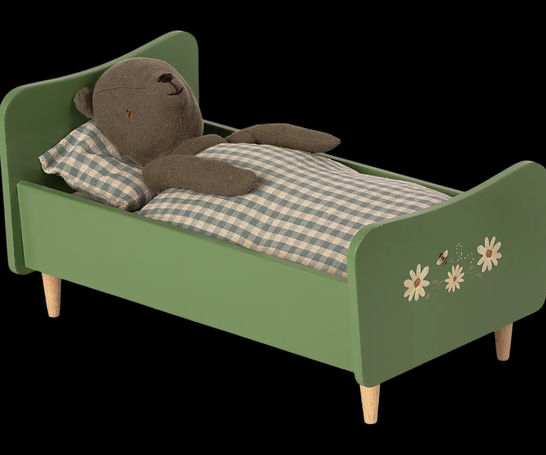 Hot Maileg Wooden bed, Teddy dad - Dusty green