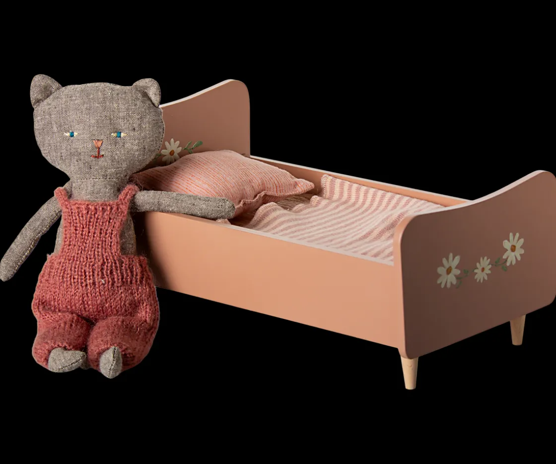 Hot Maileg Wooden bed w/kitten - Rose