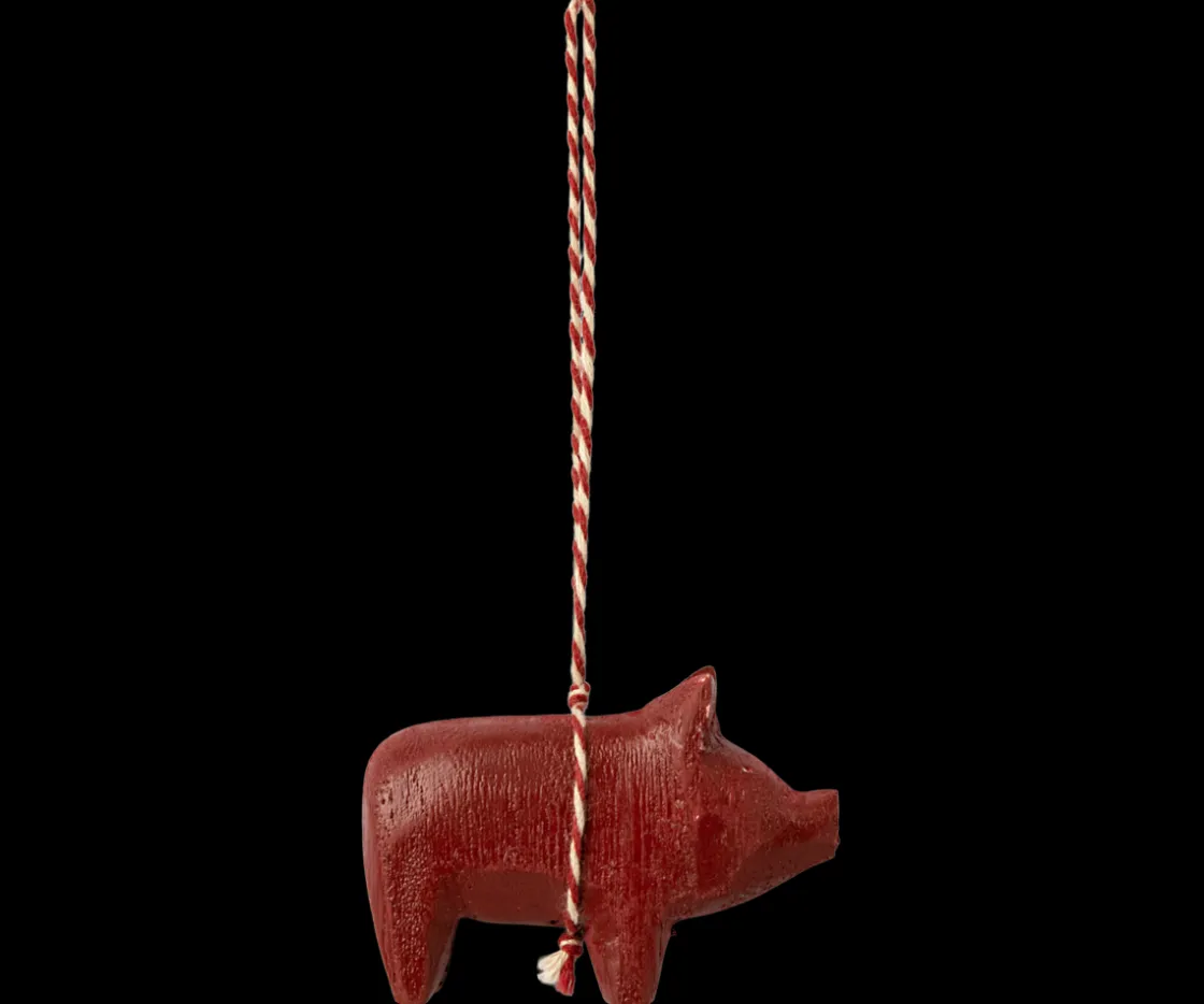 Best Sale Maileg Wooden ornament, Pig - Red